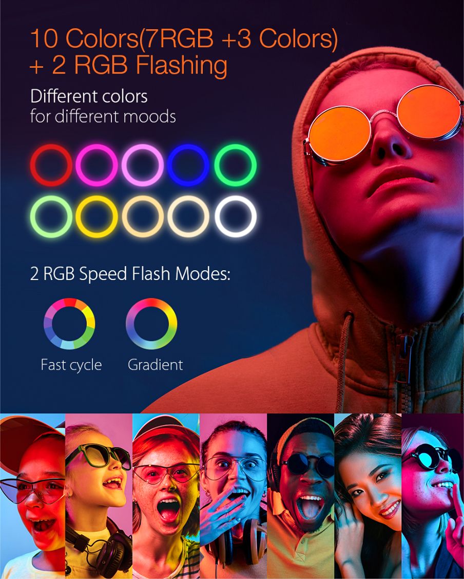 Kruhové RGB světlo se stativem na stůl 7